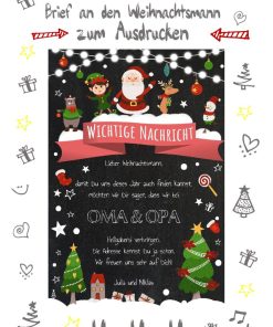 Personalisierter Brief An Den Weihnachtsmann Wegweiser Post Vorlage Zum Ausdrucken Chalkboard Meilensteintafel Xmas