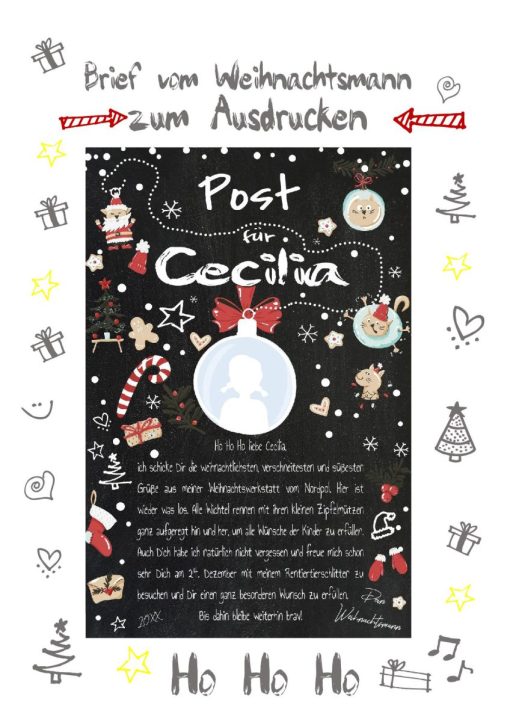 Post Brief Vom Weihnachtsmann Personalisiert Meilensteintafel Tierische Weihnachten Kreidetafel Chalkboard Zum Ausdrucken