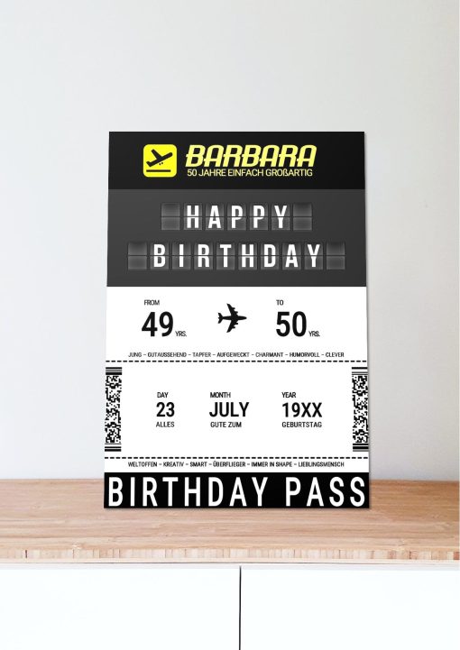 Meilensteintafel Geschenk 50. Geburtstag Aviation Flughafen Für Piloten Reise Weltenbummler Birthday Boarding Pass No 106