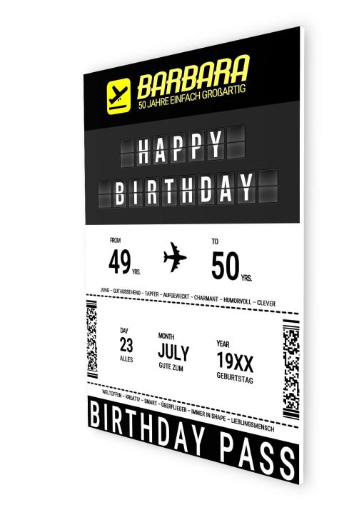 Meilensteintafel Geschenk 50. Geburtstag Aviation Flughafen Für Piloten Reise Weltenbummler Birthday Boarding Pass No 107