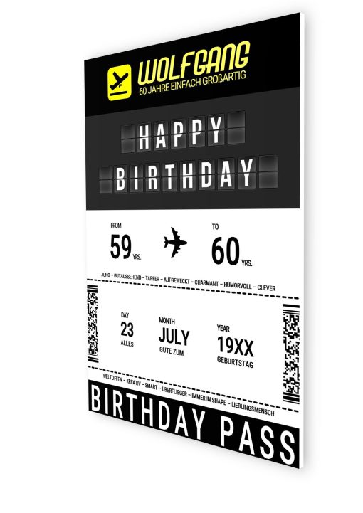 Meilensteintafel Geschenk 60. Geburtstag Aviation Flughafen Für Piloten Reise Weltenbummler Birthday Boarding Pass No 107