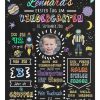Meilensteintafel Geschenk Zum Kindergartenstart Kitatart Personalisiert Chalkboard Weltraum Space Junge Mädchen 0