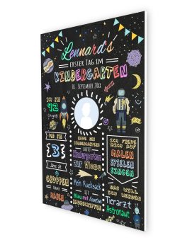 Meilensteintafel Geschenk Zum Kindergartenstart Kitatart Personalisiert Chalkboard Weltraum Space Junge Mädchen06