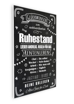Meilensteintafel Ruhestand Rente Geschenk Chalkboard Personalisiert Kreidetafel No 2 Mann Frau06