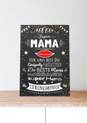Meilensteintafel Muttertag Geschenk Chalkboard Personalisiert Super Mama White Chalk06