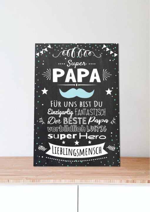 Meilensteintafel Vatertag Geschenk Chalkboard Personalisiert Super Papa06
