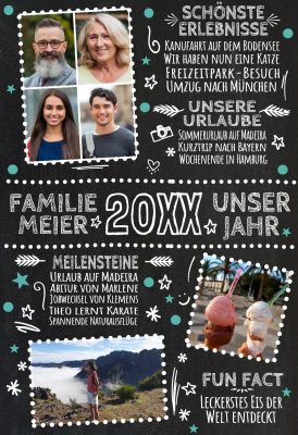 Meilensteintafel Chalkboard Familien Jahresrueckblick Personalisierbar Geschenk Weihnachten Happy Family Year 2 1