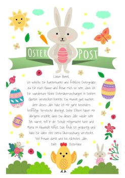 Brief Vom Osterhasen Personalisiert Vorlage Osterbrief Für Kinder Zum Ausdrucken Grün