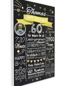 Meilensteintafel 60. Geburtstag Geschenk Personalisiert Mann Frau Chalkboard Geburtstagsfreude Gelb Türkis08