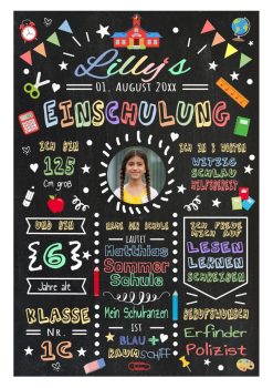 Meilensteintafel Chalkboard Geschenk Zur Einschulung Einschulungsposter Schulanfang Personalisiert Mädchen Junge Fun 1