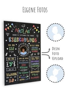 Meilensteintafel Chalkboard Geschenk Zur Einschulung Einschulungsposter Personalisiert Klassik Junge10
