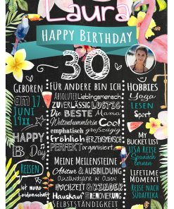 Meilensteintafel 30. Geburtstag Geschenk Personalisiert Frau Freundin Geburtstagstafel Flamingo Tropical Summer Chalk Foto