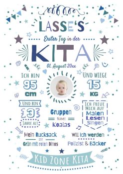 Meilensteintafel Chalkboard Geschenk Zum Kitastart Kindergartenstart Personalisiert Junge Mädchen White No 1.1