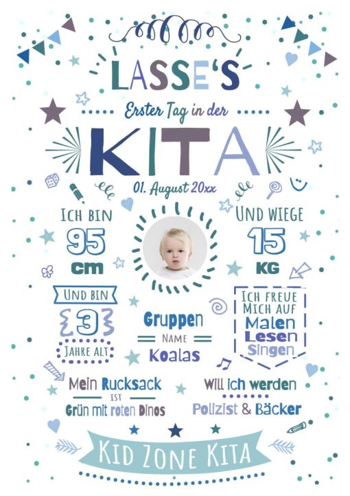 Meilensteintafel Chalkboard Geschenk Zum Kitastart Kindergartenstart Personalisiert Junge Mädchen White No 1.1