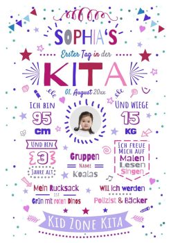 Meilensteintafel Chalkboard Geschenk Zum Kitastart Kindergartenstart Personalisiert Junge Mädchen White No 1.4