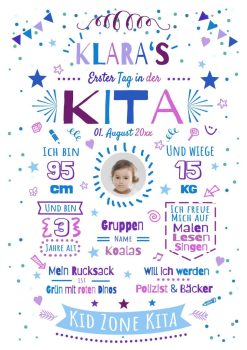Meilensteintafel Chalkboard Geschenk Zum Kitastart Kindergartenstart Personalisiert Junge Mädchen White No 1.5
