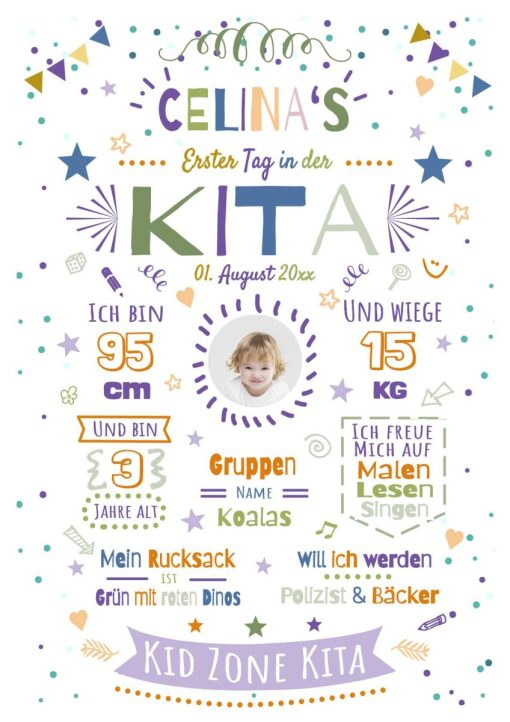 Meilensteintafel Chalkboard Geschenk Zum Kitastart Kindergartenstart Personalisiert Junge Mädchen White No 1.6