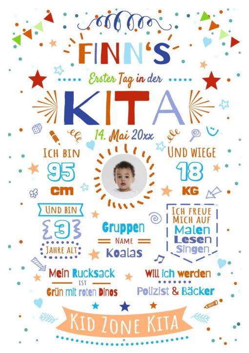 Meilensteintafel Chalkboard Geschenk Zum Kitastart Kindergartenstart Personalisiert Junge Mädchen White No 1.8
