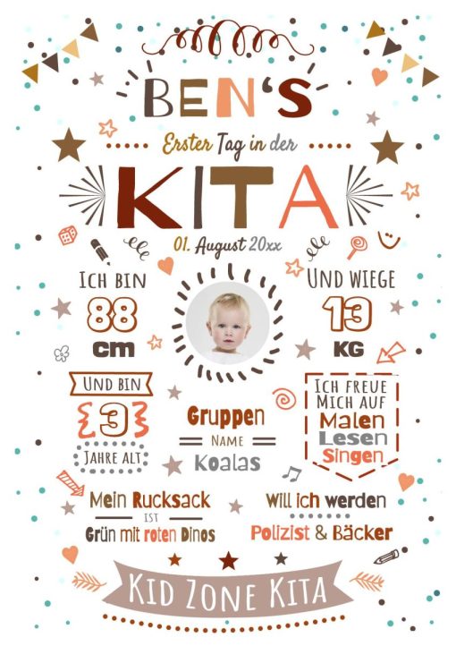 Meilensteintafel Chalkboard Geschenk Zum Kitastart Kindergartenstart Personalisiert Junge Mädchen White No 1.9
