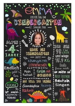 Meilensteintafel Geschenk Zum Kindergartenstart Dinosaurier Junge Mädchen Personalisiert Chalkboard 2