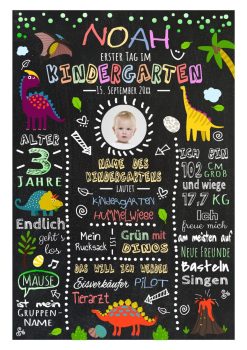 Meilensteintafel Geschenk Zum Kindergartenstart Dinosaurier Junge Mädchen Personalisiert Chalkboard