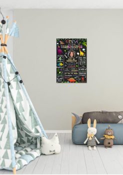 Meilensteintafel Geschenk Zum Kindergartenstart Kitastart Dinosaurier Junge Mädchen Personalisiert Chalkboard01
