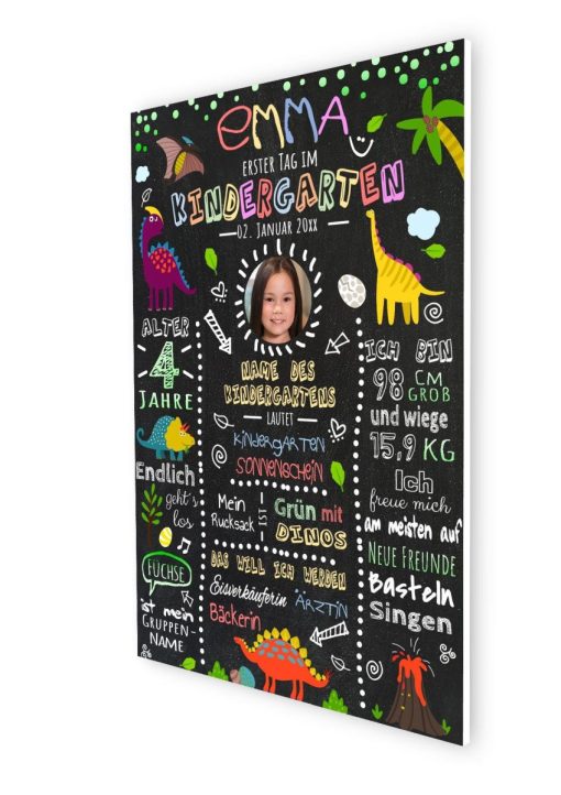Meilensteintafel Geschenk Zum Kindergartenstart Kitastart Dinosaurier Junge Mädchen Personalisiert Chalkboard06