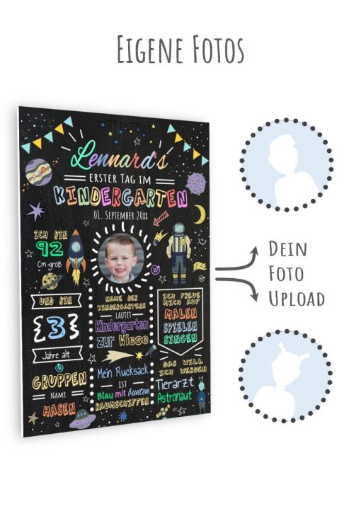 Meilensteintafel Geschenk Zum Kindergartenstart Kitatart Personalisiert Chalkboard Weltraum Space Junge Mädchen 002