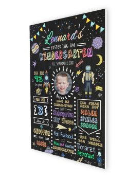 Meilensteintafel Geschenk Zum Kindergartenstart Kitatart Personalisiert Chalkboard Weltraum Space Junge Mädchen 06