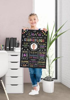 Meilensteintafel Chalkboard Geschenk Zur Einschulung Einschulungsposter Personalisiert Klassik Junge141