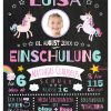 Meilensteintafel Geschenk Zur Einschulung Schulanfang Erster Schultag Personalisiert Sweet Unicorn Mädchen