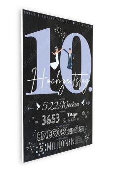 Meilensteintafel Chalkboard Geschenk 10. Hochzeitstag Rosenhochzeit Personalisiert Retro Lovely Blue 108