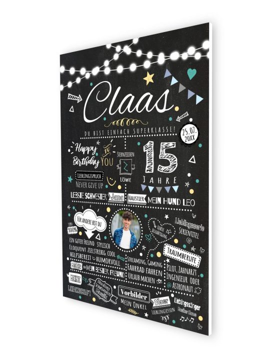 Meilensteintafel Chalkboard Geschenk 15. Geburtstag Personalisiert Chalk O Classic Geburtstagstafel Junge Mädchen Teenager04