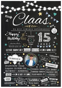 Meilensteintafel Chalkboard Geschenk 15. Geburtstag Personalisiert Chalk O Classic Geburtstagstafel Junge Teenager Mann