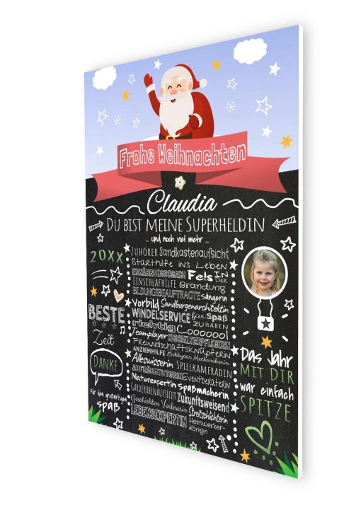 Meilensteintafel Geschenk Tagesmutter Erzieherin Weihnachten Personalisiert Chalkboard Weihnachtsmann2