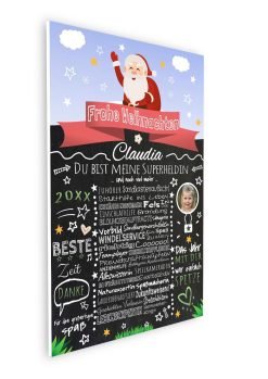 Meilensteintafel Geschenk Tagesmutter Erzieherin Weihnachten Personalisiert Chalkboard Weihnachtsmann3