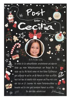 Post Brief Vom Weihnachtsmann Personalisiert Meilensteintafel Tierische Weihnachten Kreidetafel Chalkboard 1