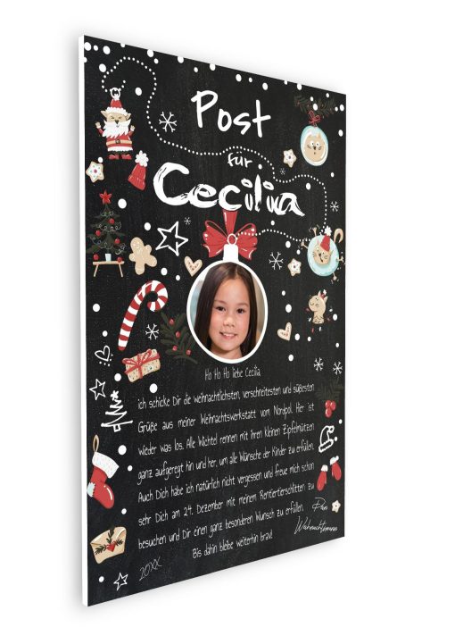Post Brief Vom Weihnachtsmann Personalisiert Meilensteintafel Tierische Weihnachten Kreidetafel Chalkboard Junge Mädchen3