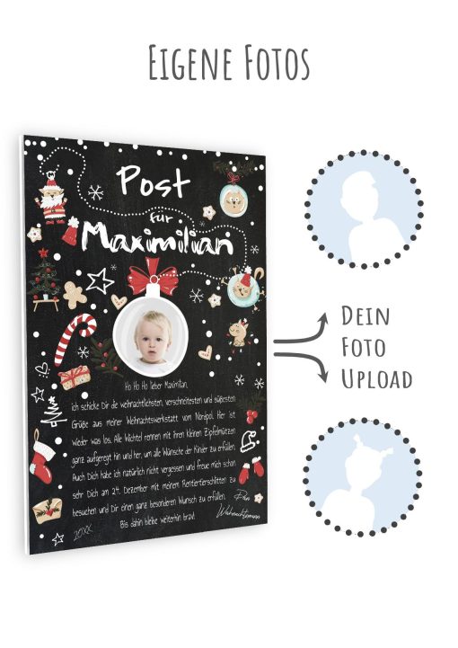 Post Brief Vom Weihnachtsmann Personalisiert Meilensteintafel Tierische Weihnachten Kreidetafel Chalkboard Junge Mädchen6
