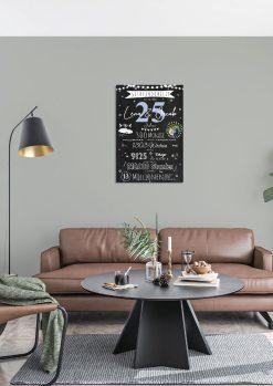 Meilensteintafel Chalkboard Geschenk 25. Hochzeitstag Silberhochzeit Personalisiert 1zigartig 101