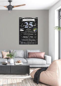 Meilensteintafel Chalkboard Geschenk 25. Hochzeitstag Silberhochzeit Personalisiert 1zigartig 103