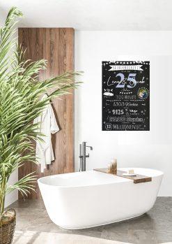 Meilensteintafel Chalkboard Geschenk 25. Hochzeitstag Silberhochzeit Personalisiert 1zigartig 105