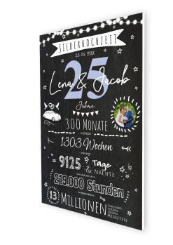 Meilensteintafel Chalkboard Geschenk 25. Hochzeitstag Silberhochzeit Personalisiert 1zigartig 107