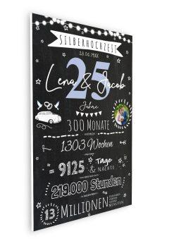 Meilensteintafel Chalkboard Geschenk 25. Hochzeitstag Silberhochzeit Personalisiert 1zigartig 108