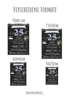 Meilensteintafel Chalkboard Geschenk 25. Hochzeitstag Silberhochzeit Personalisiert 1zigartig 21