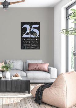 Meilensteintafel Chalkboard Geschenk 25. Hochzeitstag Silberhochzeit Personalisiert Retro Lovely Blue 11