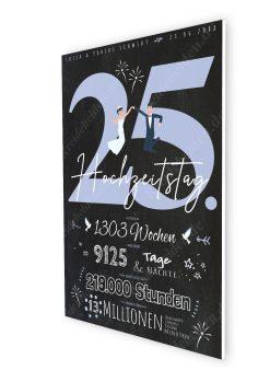 Meilensteintafel Chalkboard Geschenk 25. Hochzeitstag Silberhochzeit Personalisiert Retro Lovely Blue 15