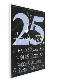 Meilensteintafel Chalkboard Geschenk 25. Hochzeitstag Silberhochzeit Personalisiert Retro Lovely Blue 16