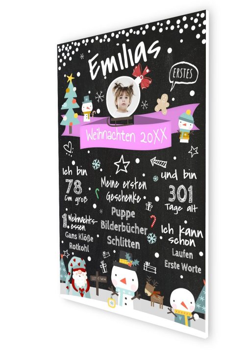 Meilensteintafel Challkboard Babys Erstes Weihnachten Geschenk Personalisiert Kreidetafel Mädchen Junge X Mas Design 12