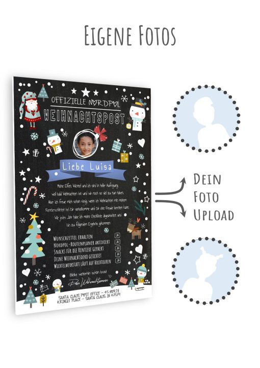 Vorlage Brief Vom Weihnachtsmann Post Personalisiert Chalkboard Meilensteintafel Checkliste Schneespaß Junge Mädchen6